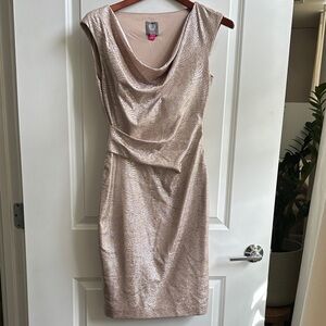 Elegant Metallic Gold Cocktail Dress Size6